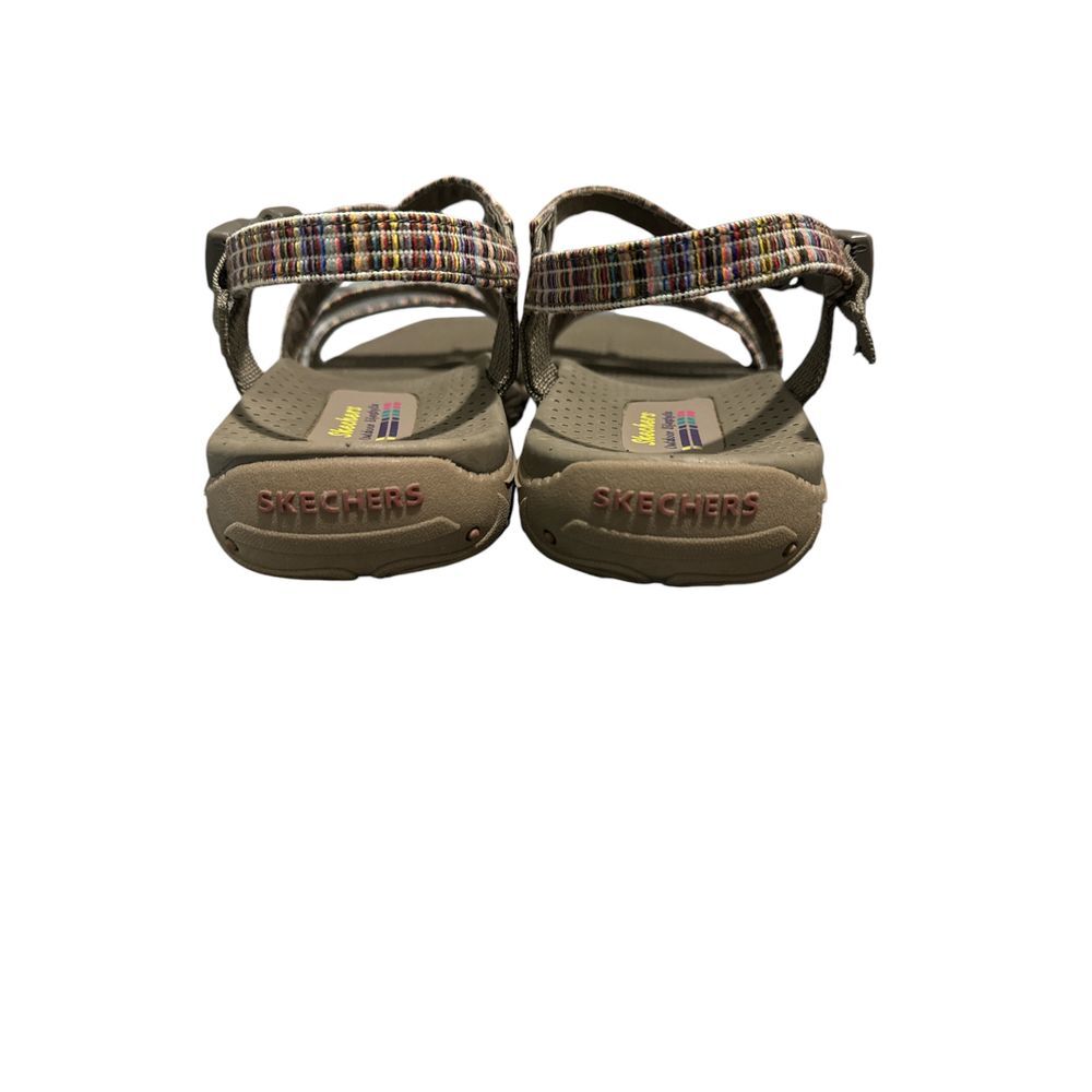 Skechers Women Reggae Bold Ambition Multicolor Plaid Strappy Comfort Sandal Sz12 - Picture 3 of 6